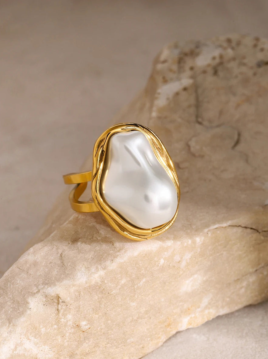 Anillo Perla Ornamentada - Oro
